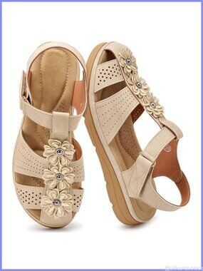 Women's Closed Toe Fisherman Sandals Floral Faux Leather Comfort Walking